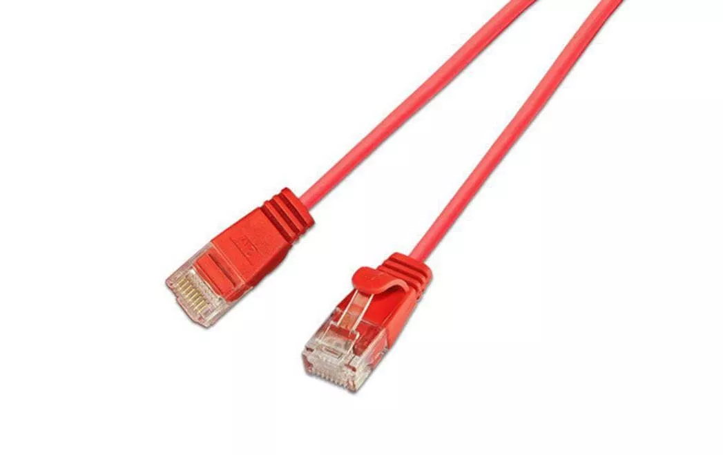 Câble patch slim RJ-45 - RJ-45, Cat 6, UTP, 0.15 m, Rouge