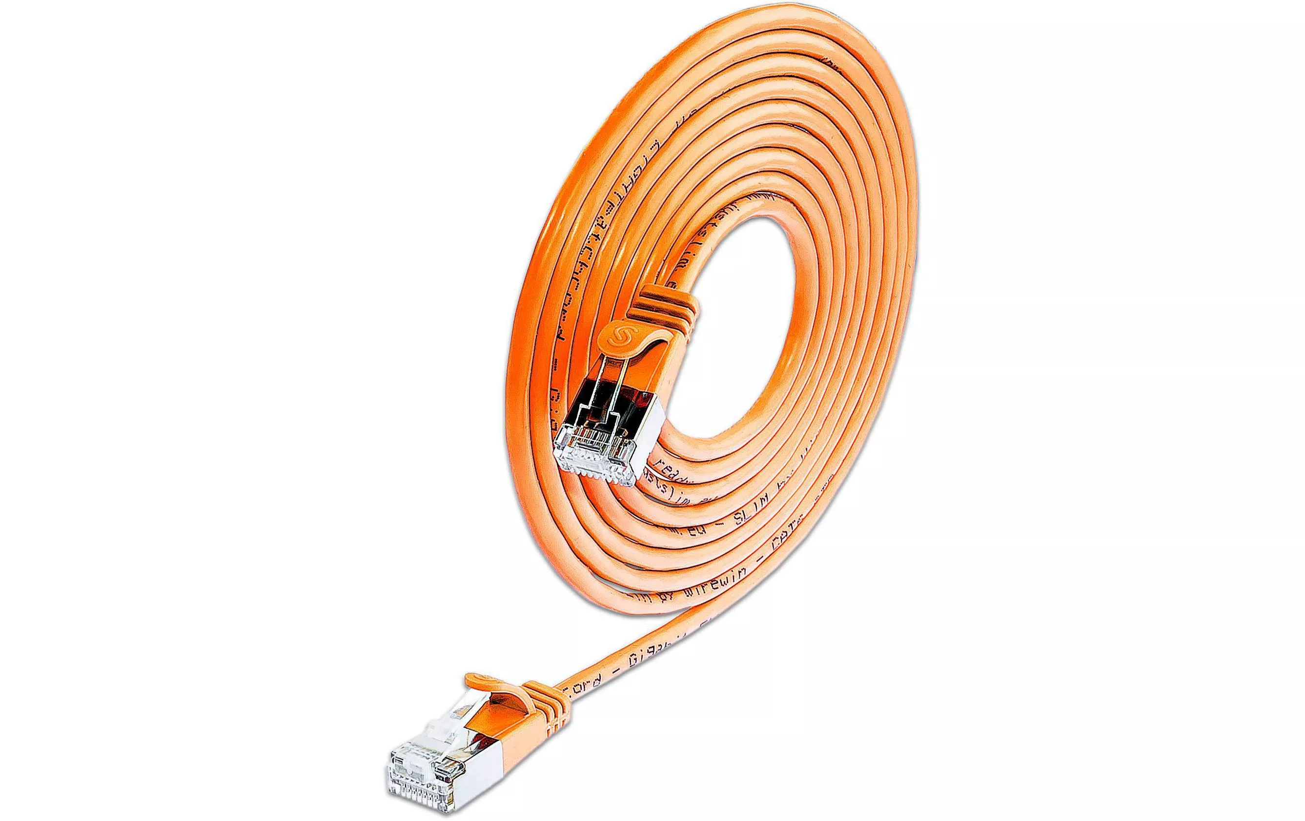 Câble patch slim RJ-45 - RJ-45, Cat 6, U/FTP, 7.5 m, Orange