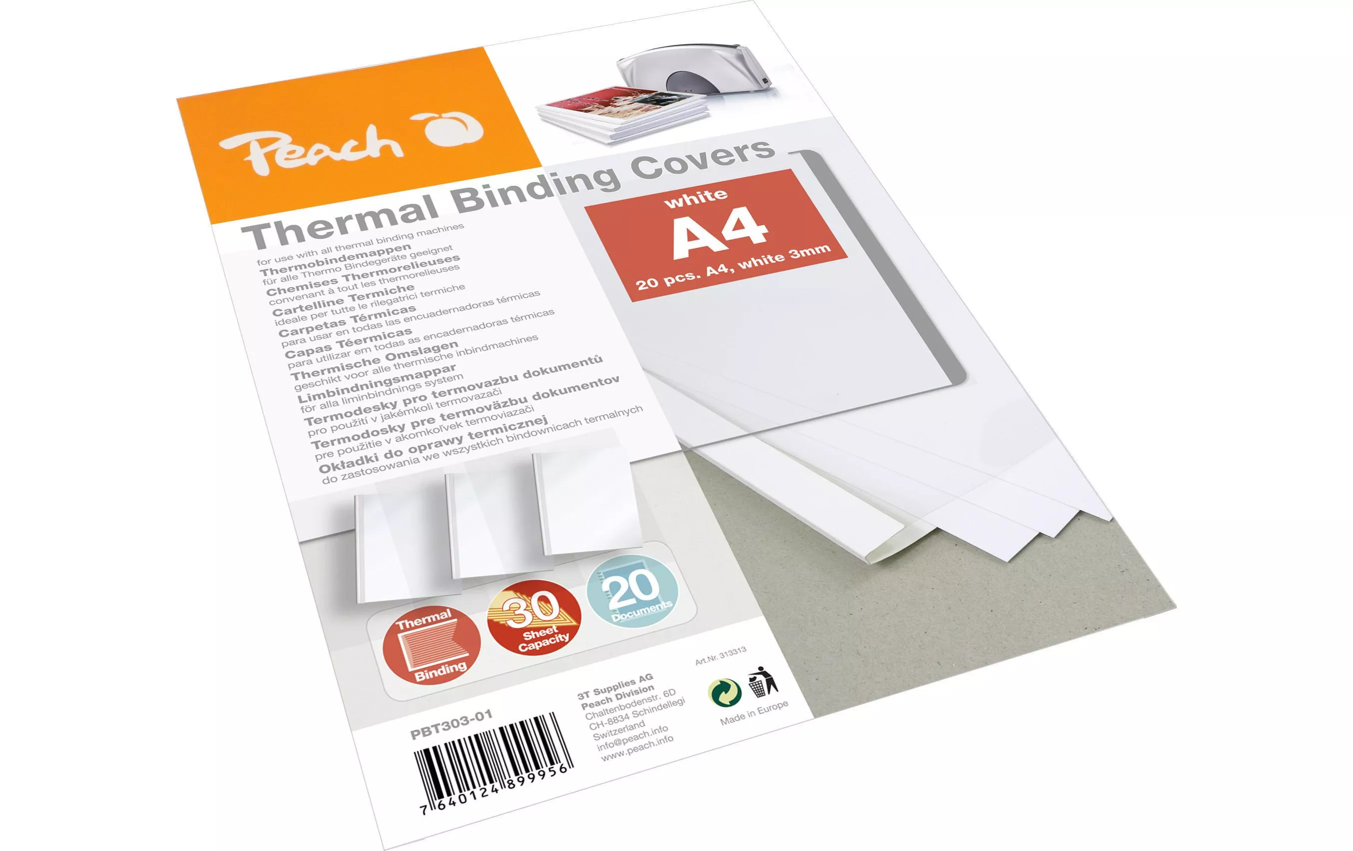 Couverture de brochure pour 30 feuilles, 200 g/m², 20 pièces, blanc