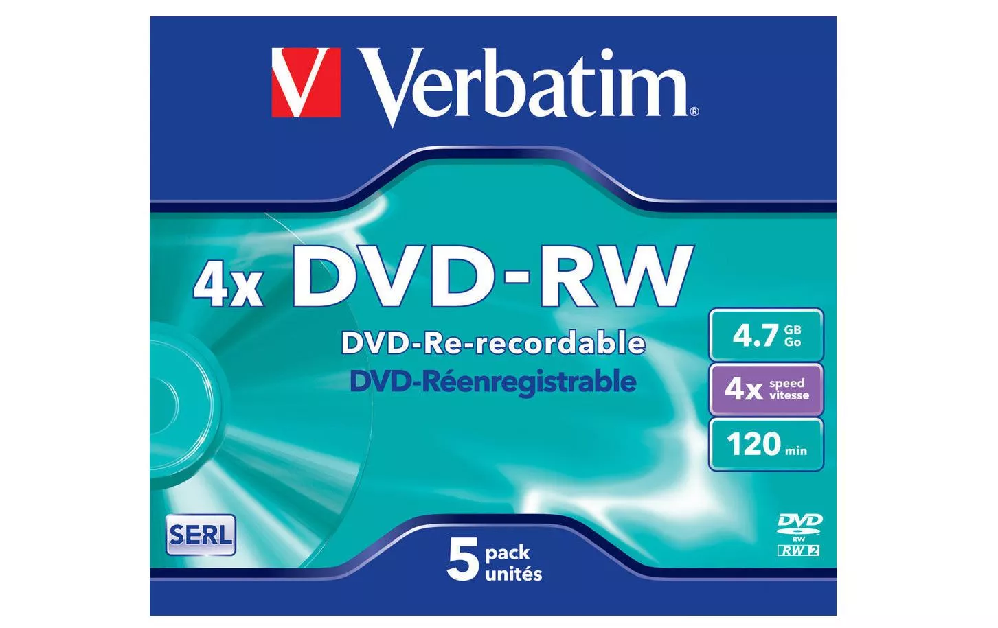 DVD-RW 43285 4,7 GB, jewel case (5 pezzi)