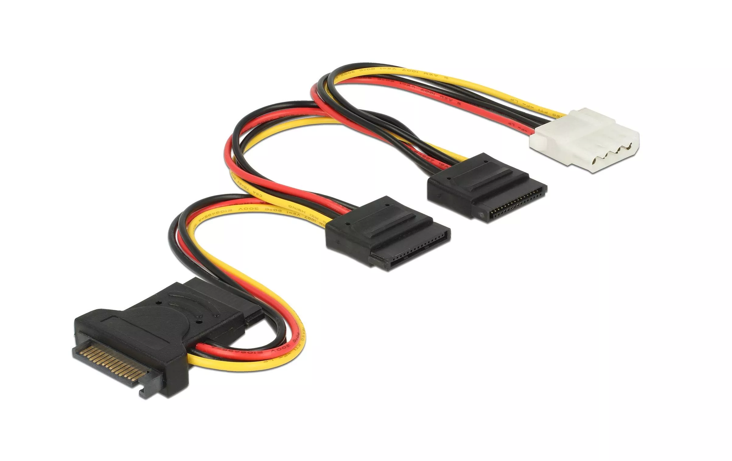 Câble électrique en Y SATA - 3x SATA & 1x Molex 15 cm