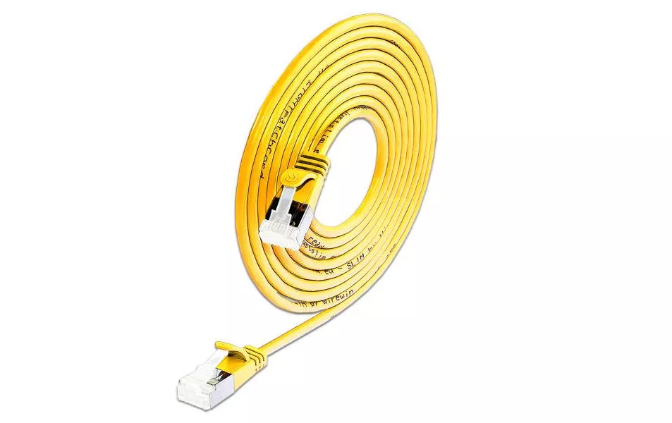 Câble patch slim  Cat 6A, U/FTP, 5 m, Jaune