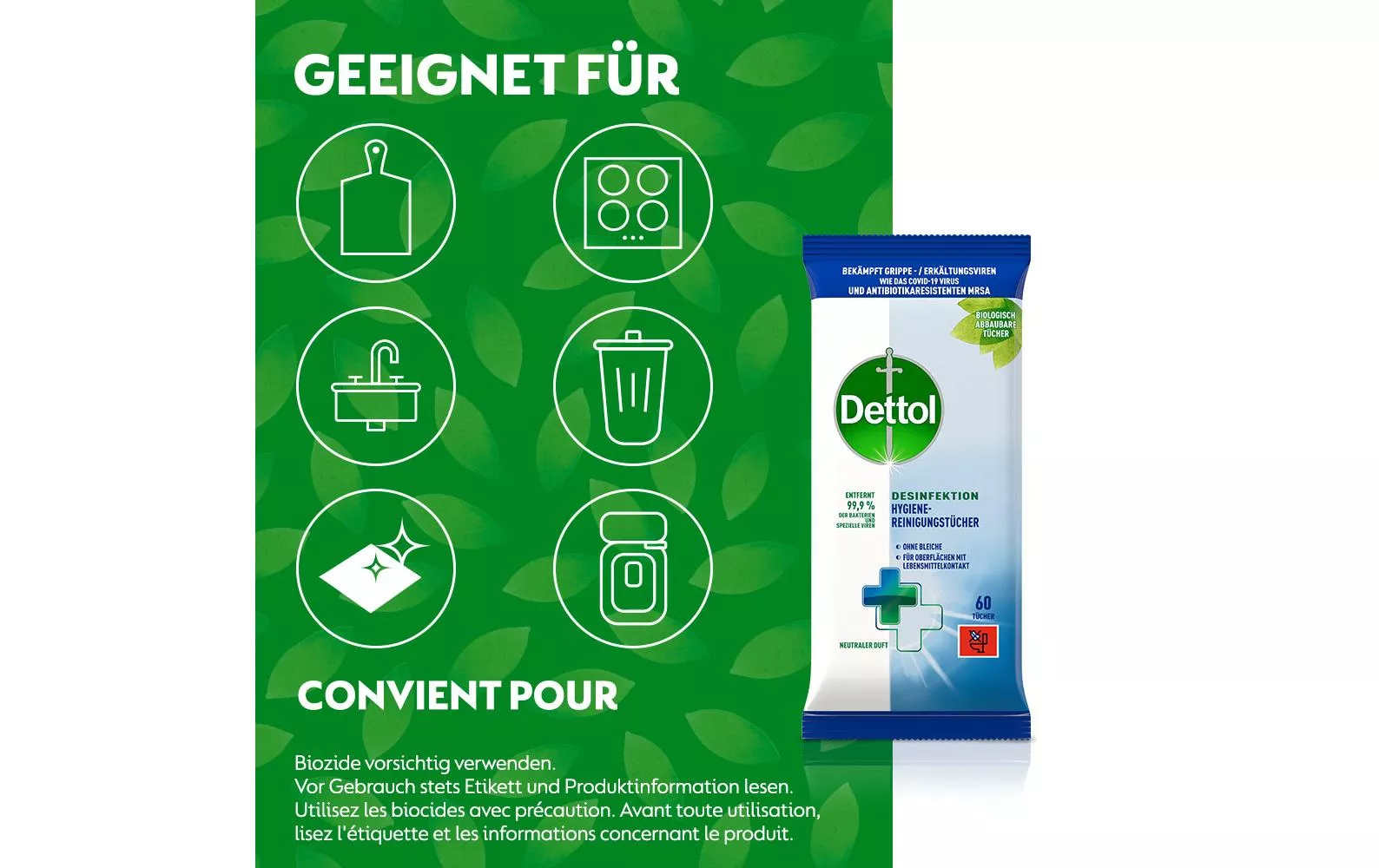 Dettol Salviette disinfettanti per la pulizia delle superfici