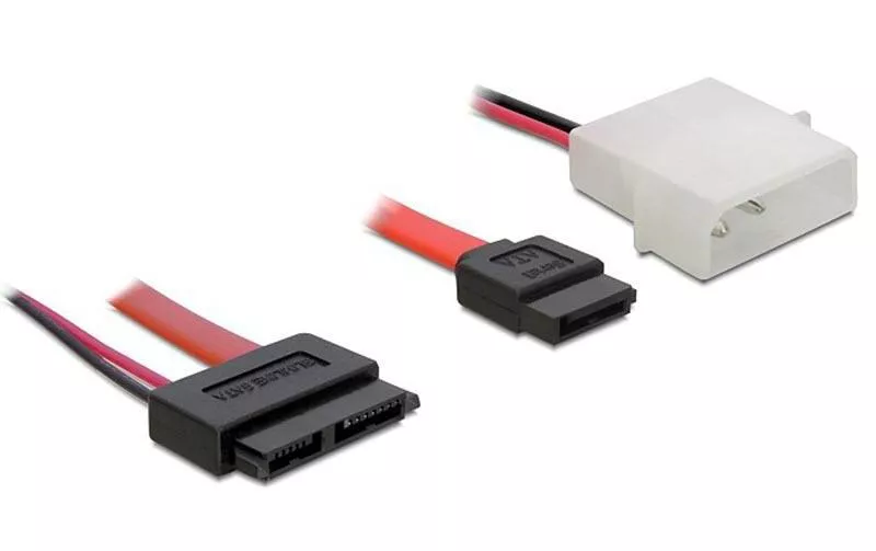 Câble slim-SATA rouge, électricité Molex, 30 cm